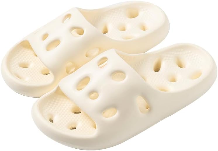 

Душевые тапочки быстросохнущие, противоскользящие, удобные для мужчин и женщин. Домашние шлепанцы с пустотелой подошвой и массажными точками Hhhchpm, слоновая кость