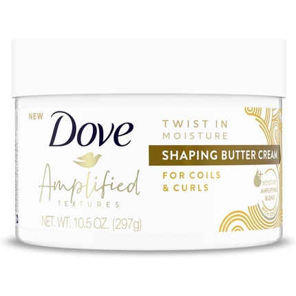 

Усиленные текстуры Twist in Moisture с увлажняющей усиливающей смесью Shaping Butter Hair Cream для вьющихся волос 297 г Dove