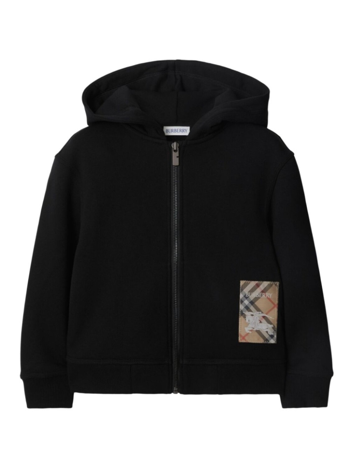 

Толстовка с капюшоном и клетчатыми нашивками Burberry Kids, черный