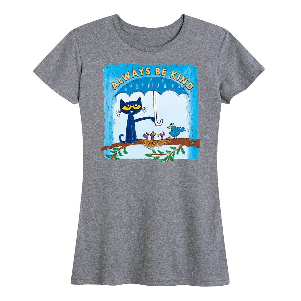 

Женская футболка с рисунком Pete The Cat Always Be Kind и зонтиком, цвет Heather Gray