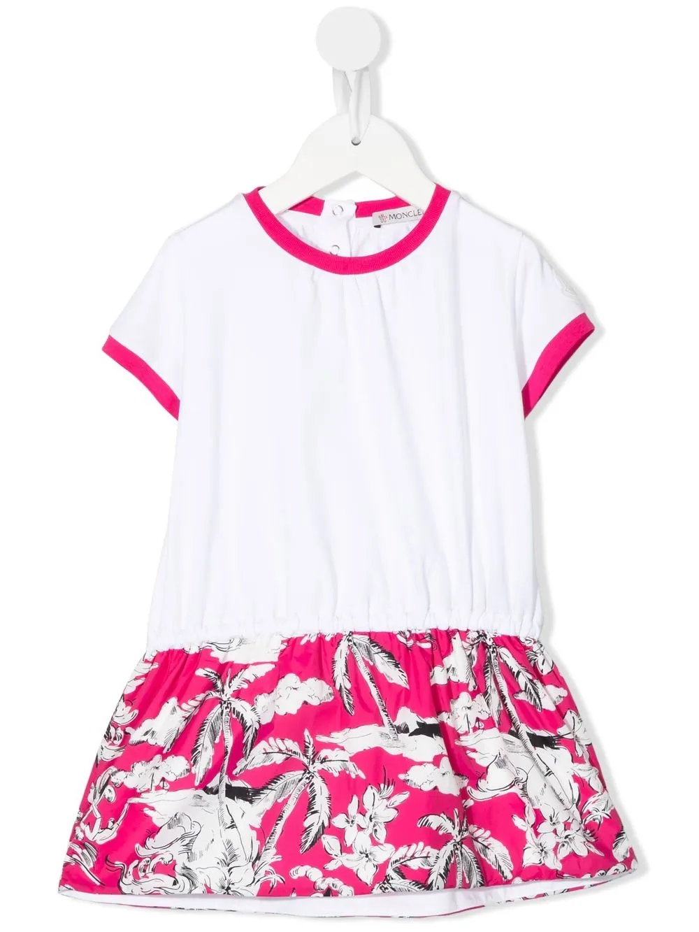 

Двухцветное платье-футболка Moncler Enfant, белый
