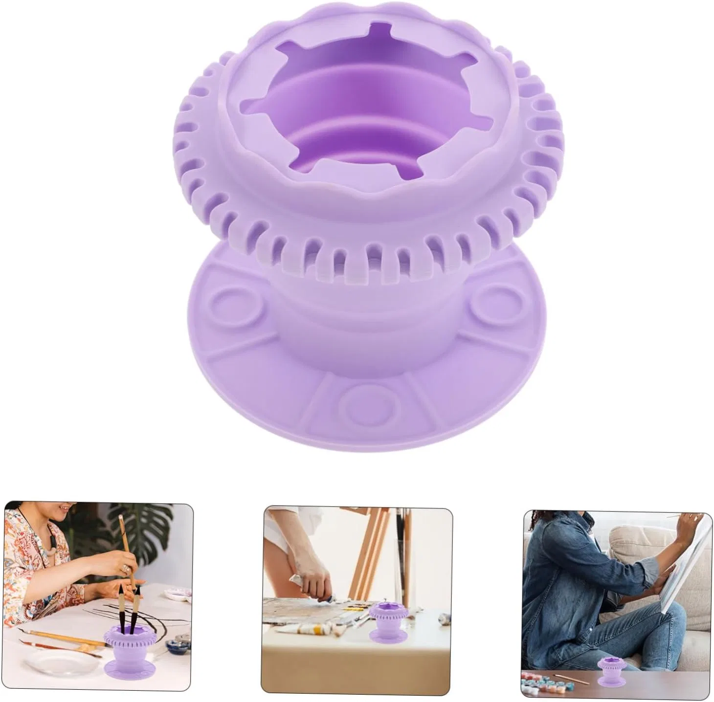 Подставка для чистки кистей Silicone Purple — фото 3