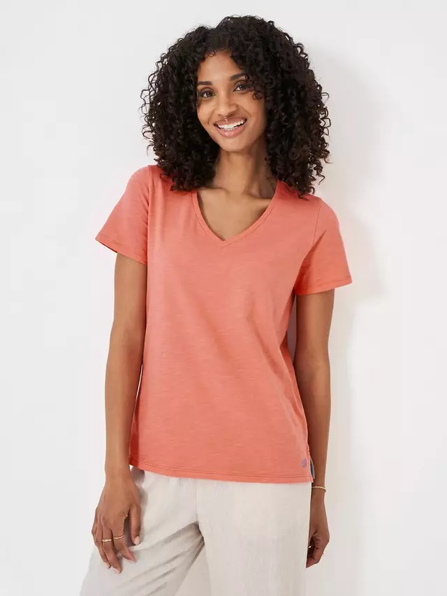 

Футболка Crew Clothing Perfect V-Neck Slub, цвет coral/orange