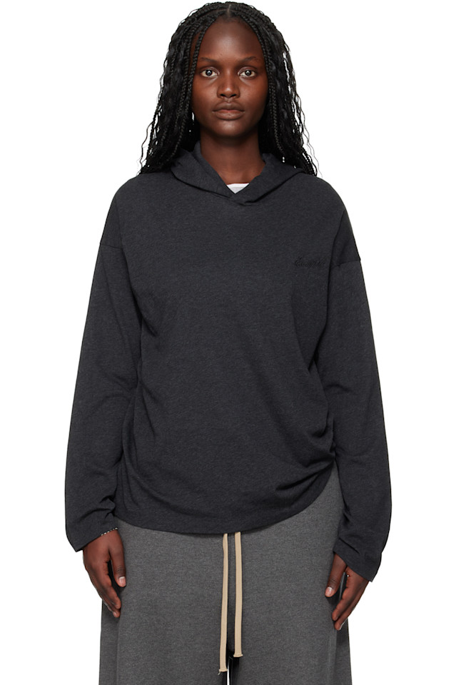 

Fear Of God Essentials Классическая толстовка с длинными рукавами и вышивкой, серого цвета, для праздничного сезона