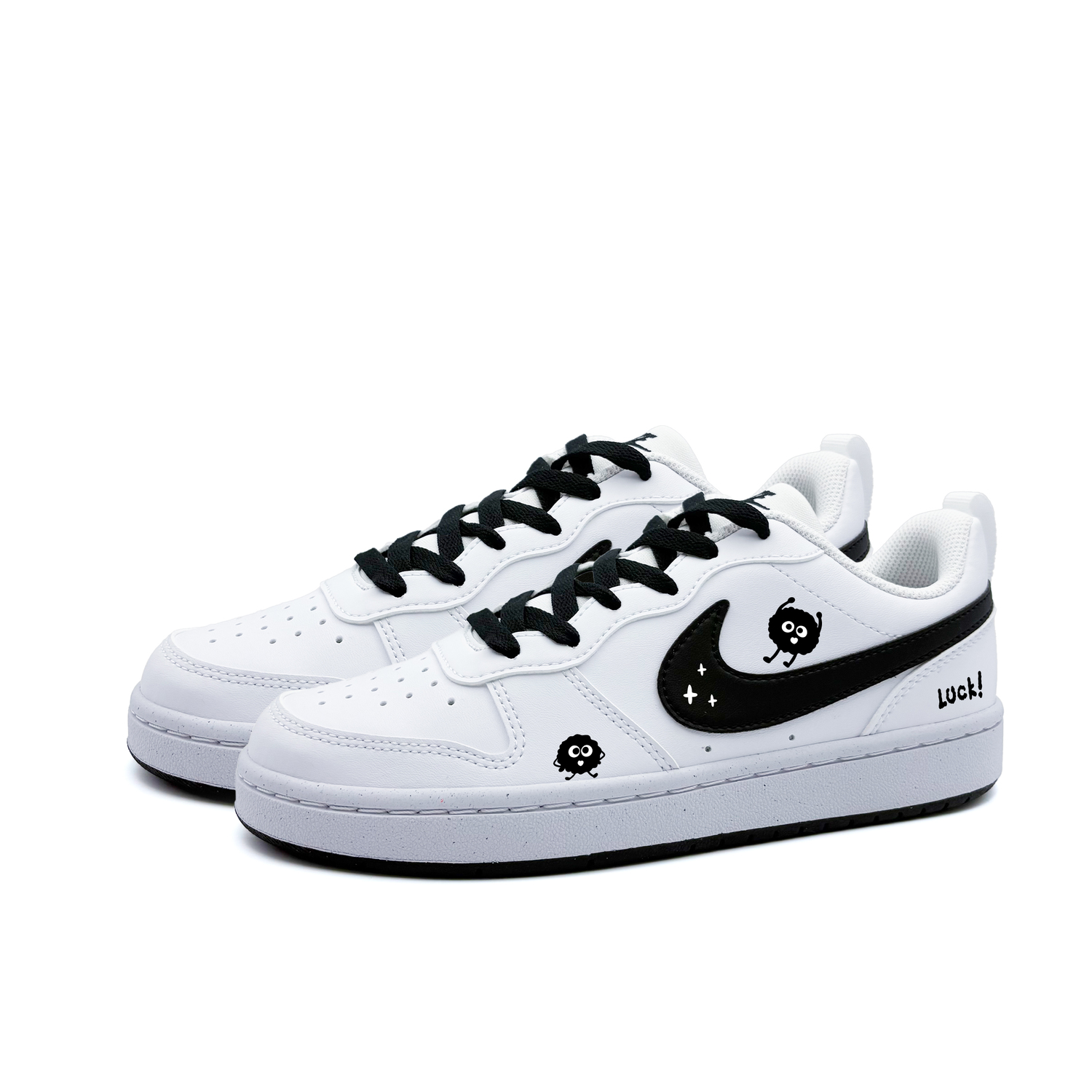 Nike Court Borough Small Coal Ball Synthetic Leather Abrasion Resistant Low top Skateboard Shoes Black White Teenagers — фото 4