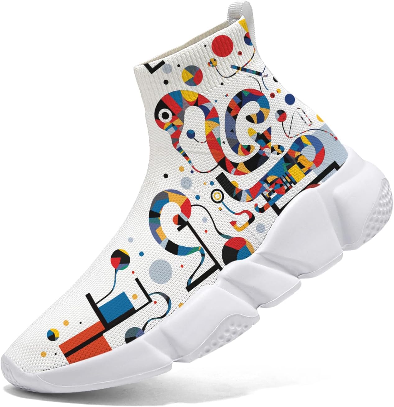 

Мужские носочные кроссовки Hetios в стиле Мондриан, трикотажные слипоны, спортивно-повседневные, расписанные граффити, Mondrian_14
