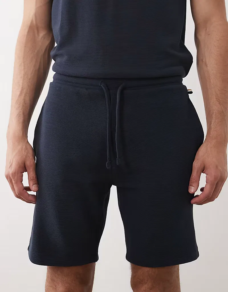 Шорты BOSS Bodywear Rib, темно-синий — фото 4