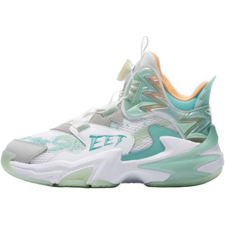 

QIAODAN Амортизация, дышащие, нескользящие высокие детские баскетбольные кроссовки azure