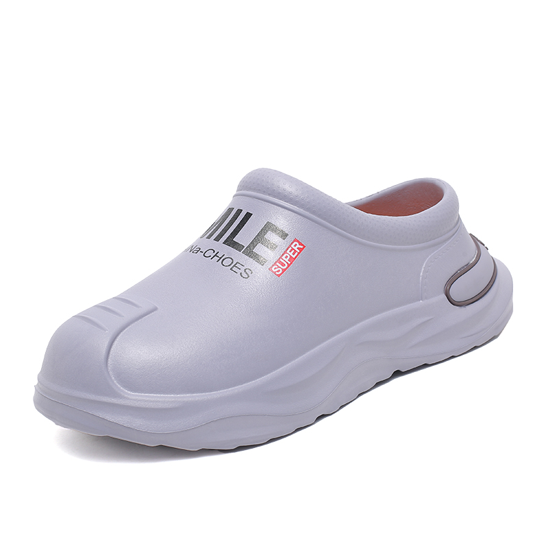 

NANJIREN Мужские противоскользящие устойчивые к истиранию тапочки с закрытым носком из ЭВА светло-голубые, цвет Light Blue