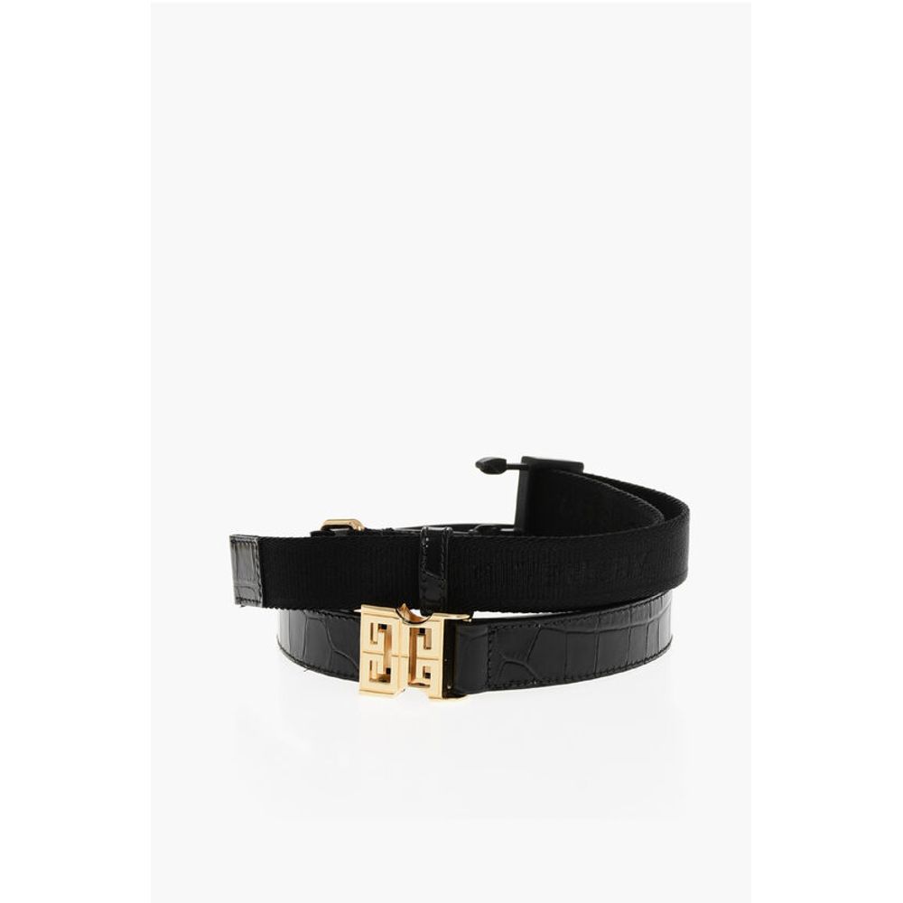 

Ремень из тисненой кожи с пряжкой RELEASE BUCKLE и эффектом крокодила 2 Givenchy, черный