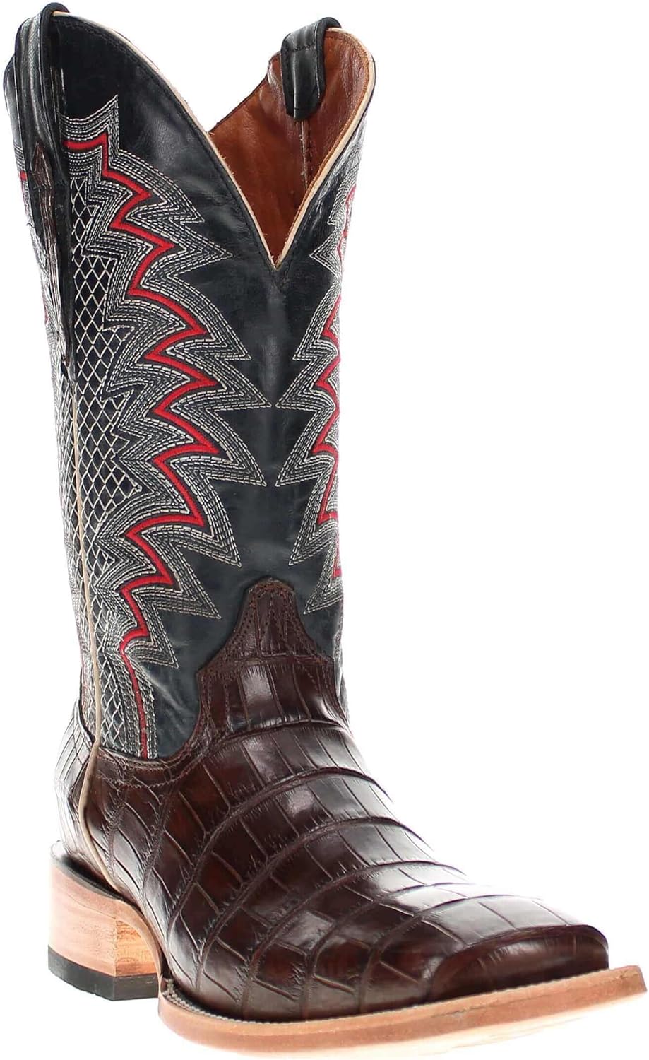 

Мужские ковбойские сапоги Vaccari Navarro из натуральной кожи хвоста аллигатора с широким квадратным носком, Mocha