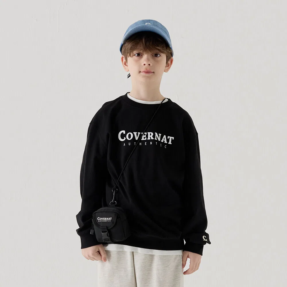Детский свитшот стандартного кроя с логотипом Authentic чёрного цвета от Covernat Kids