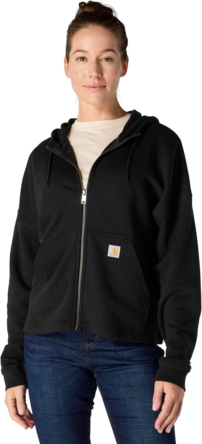 

Carhartt Women's TENCEL Fiber Series Loose Fit Full-Zip Sweatshirt, Black, Черный, Carhartt Women's TENCEL Fiber Series Loose Fit Full-Zip Sweatshirt, Black