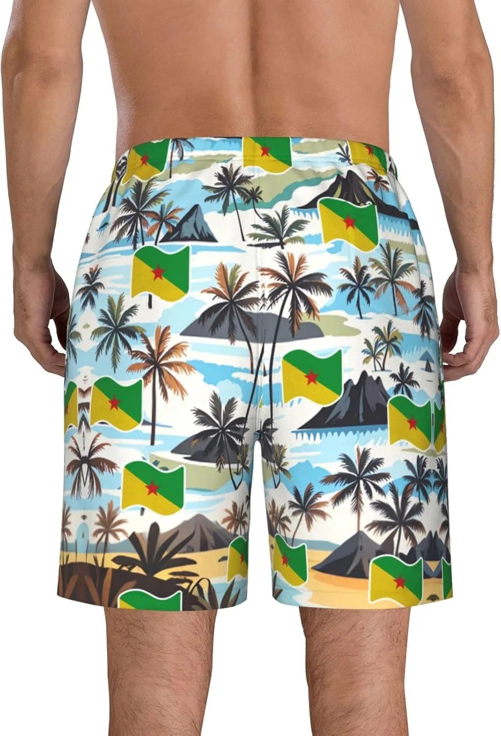 Мужские плавки-шорты Pitcairn Islands Board Shorts Swim Trunks Generic, Flag Of French Guiana — фото 3