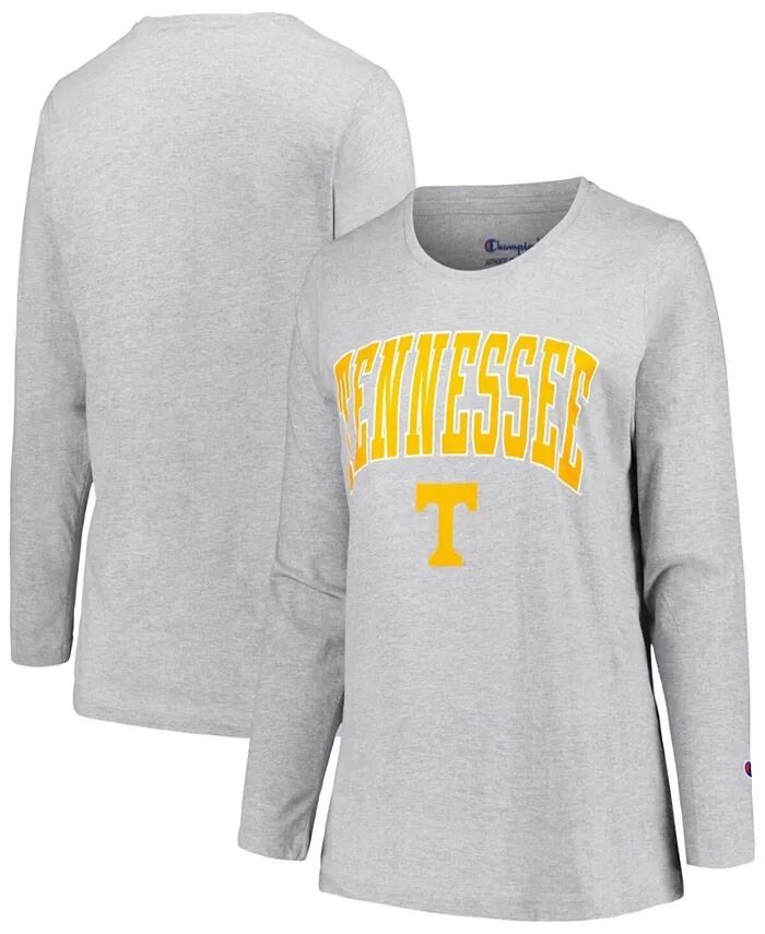 

Женская серая футболка Tennessee Volunteers Plus Size Arch Over Logo с длинным рукавом и глубоким вырезом Profile