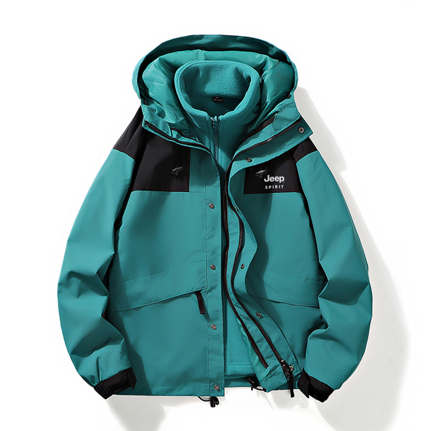 

JEEP SPIRIT Водонепроницаемая ветровка защита от ветра дышащая и утепленная унисекс, Forest Green (3-in-1)