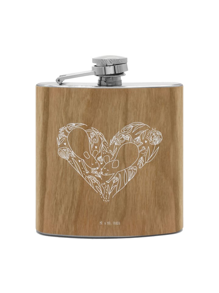 

Mr. & Mrs. Panda Фляга Flachmann Igel händchenhaltend ohne Spruch in Braun