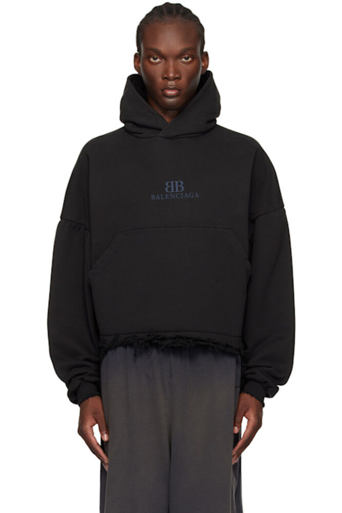 

Черная толстовка с капюшоном Raw Edge Balenciaga