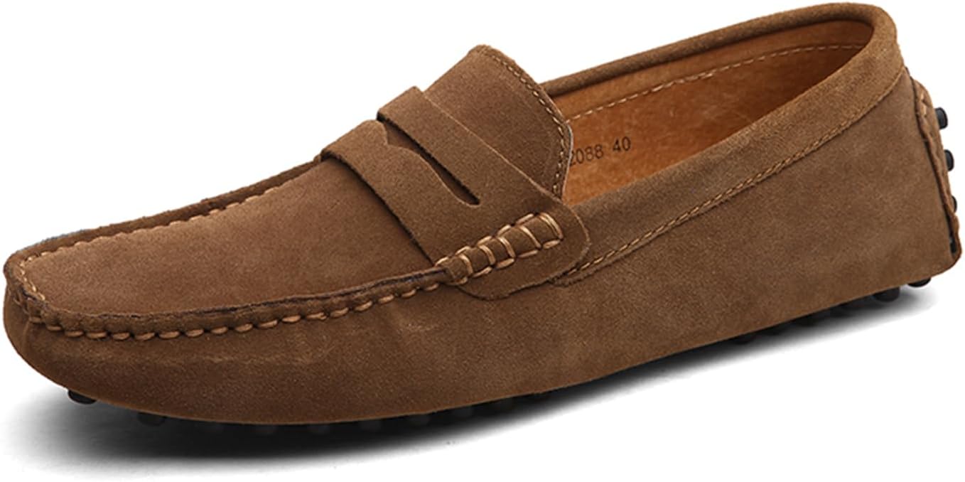

Мужские слипоны из замши, лоферы с мягкой подошвой, повседневные, легкие, с мягким носком, дышащие, гибкие обувь для ходьбы, лодочные туфли, стильные мокасины для ежедневных поездок, работы, отдыха, вождения и прогулок Houdbdol, хаки