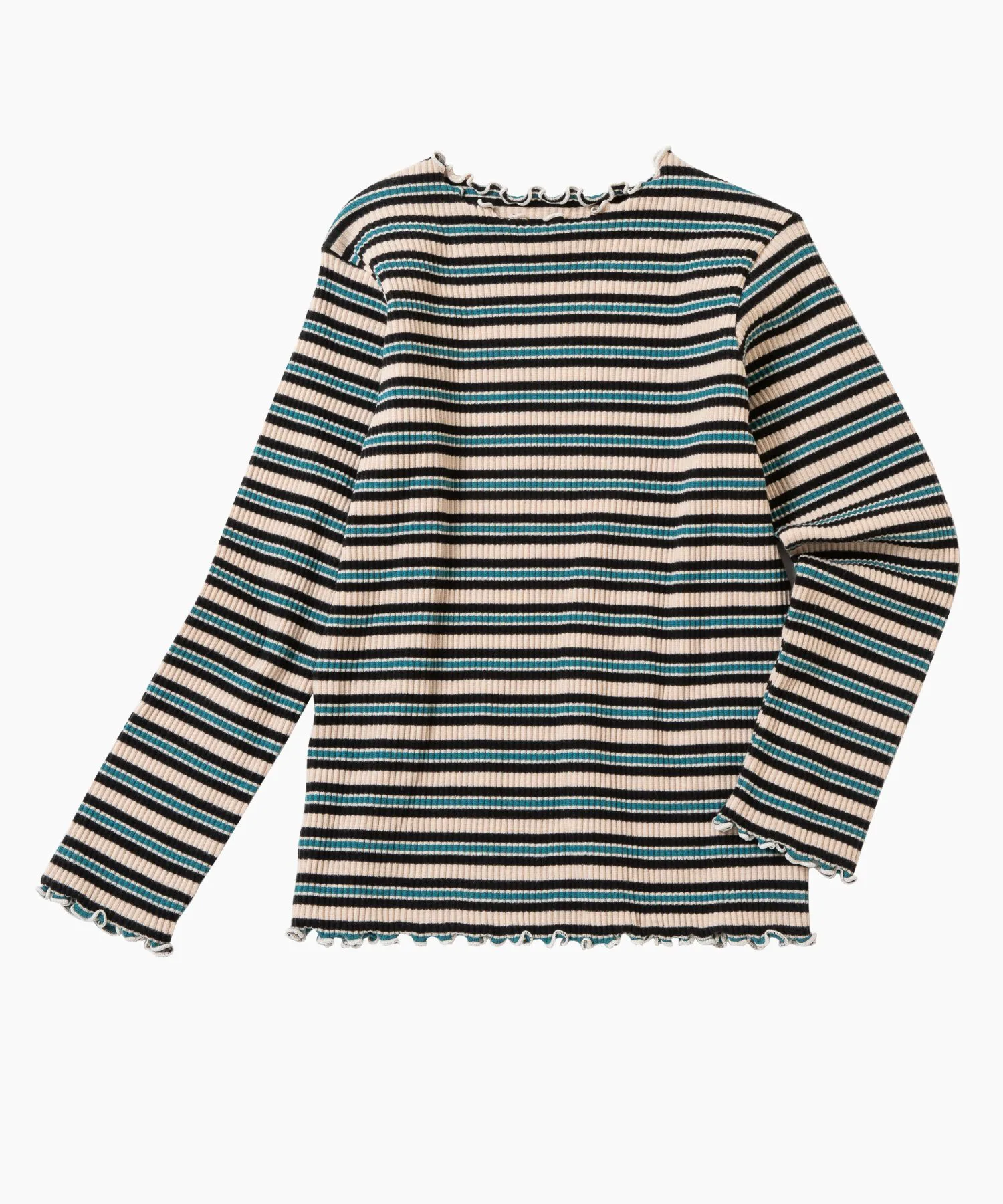 Ребристый топ с круглым вырезом Ever Closet, Green border — фото 3