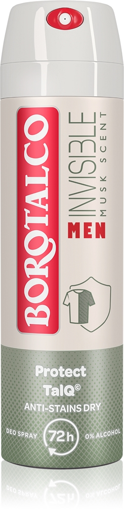 

Мужской невидимый спрей-дезодорант 72 часа. Borotalco, kvepalai musk 150 мл