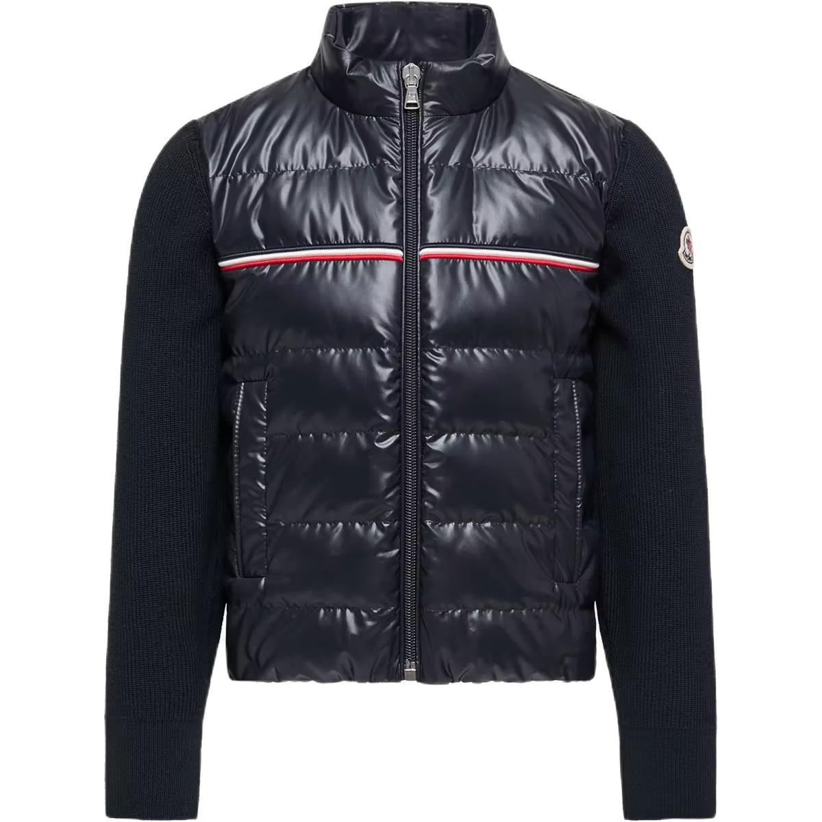 

Утепленная вельветовая куртка-кардиган на молнии SS26 триколор, детская Moncler, marine синий