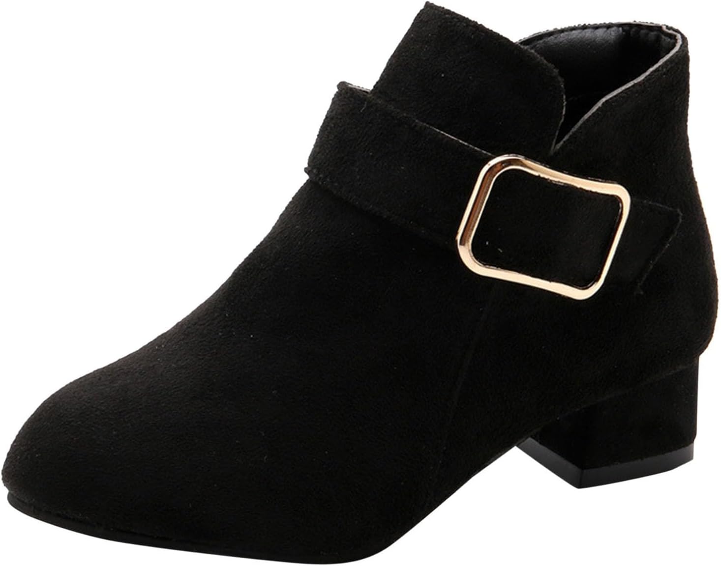 

Детские ботильоны IWIHMIV для девочек, низкие с широким каблуком и боковой молнией, короткие платьевые ботинки для малышей, Black1