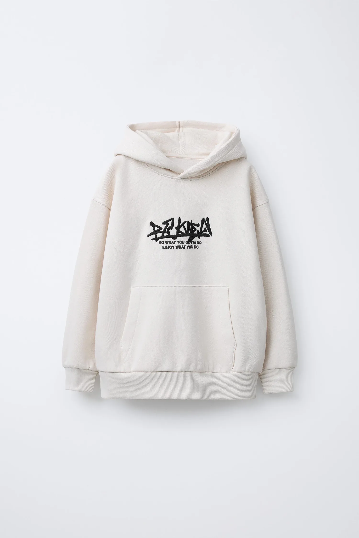 Худи с вышитым слоганом Zara, экрю