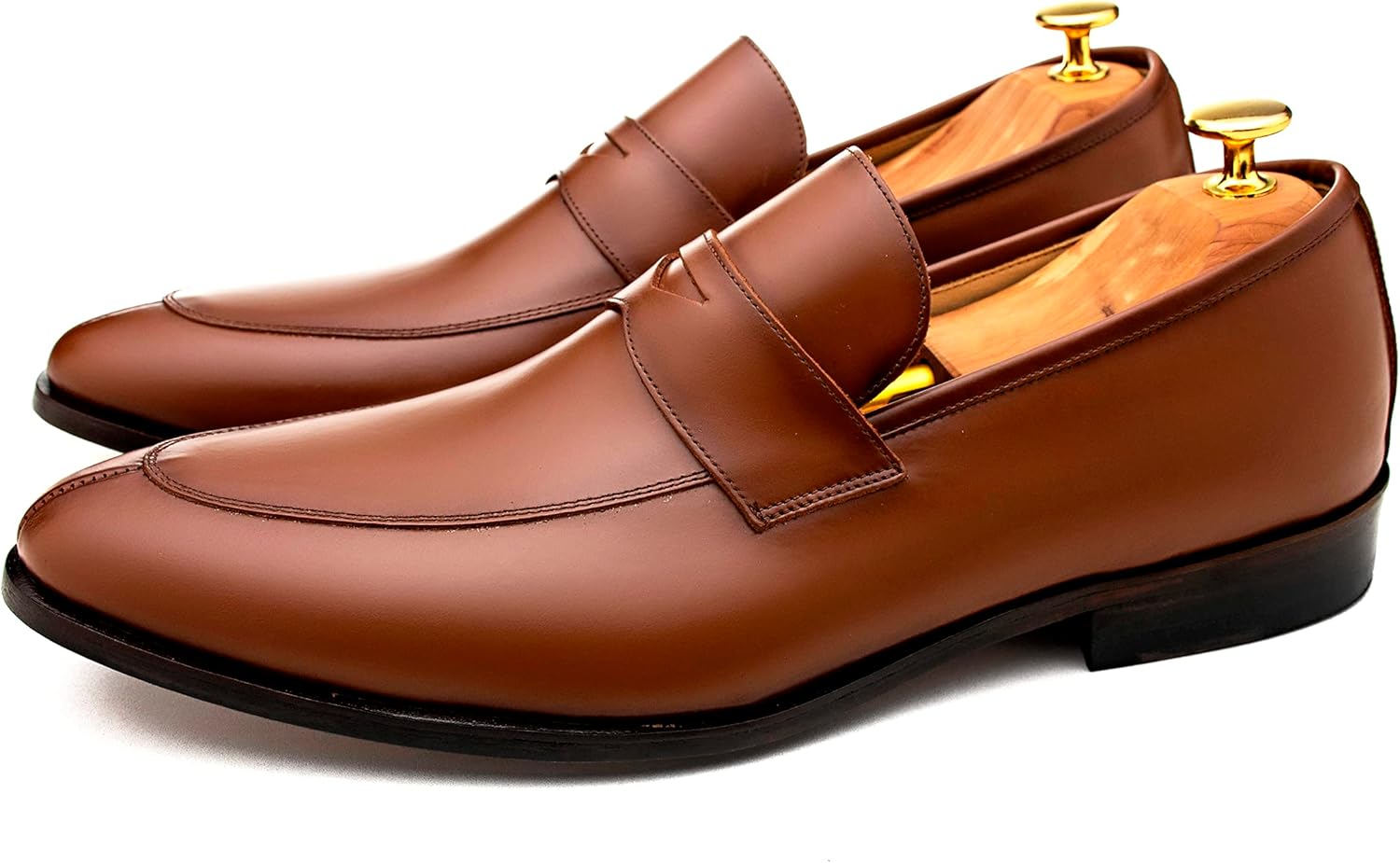 Классические кожаные туфли-лоферы ADOLFO TURRION, Whiskey Brown — фото 2