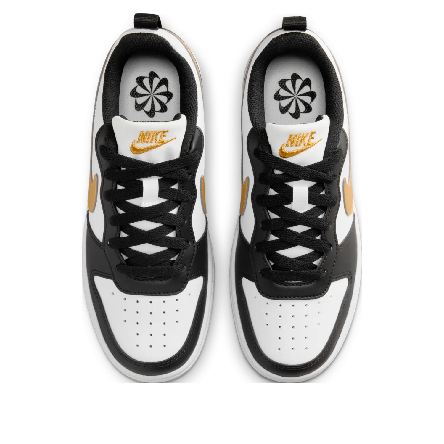Кроссовки (GS) Nike Court Borough Low Recraft 'Black White Metallic Gold' — фото 2