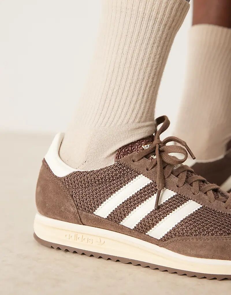Кроссовки Adidas Originals SL 72 RS коричневого и кремового цветов — фото 4