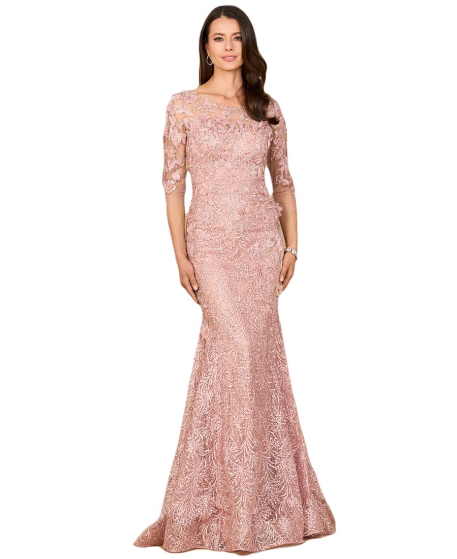 

Женское кружевное платье-русалка с короткими рукавами Lara, Blush