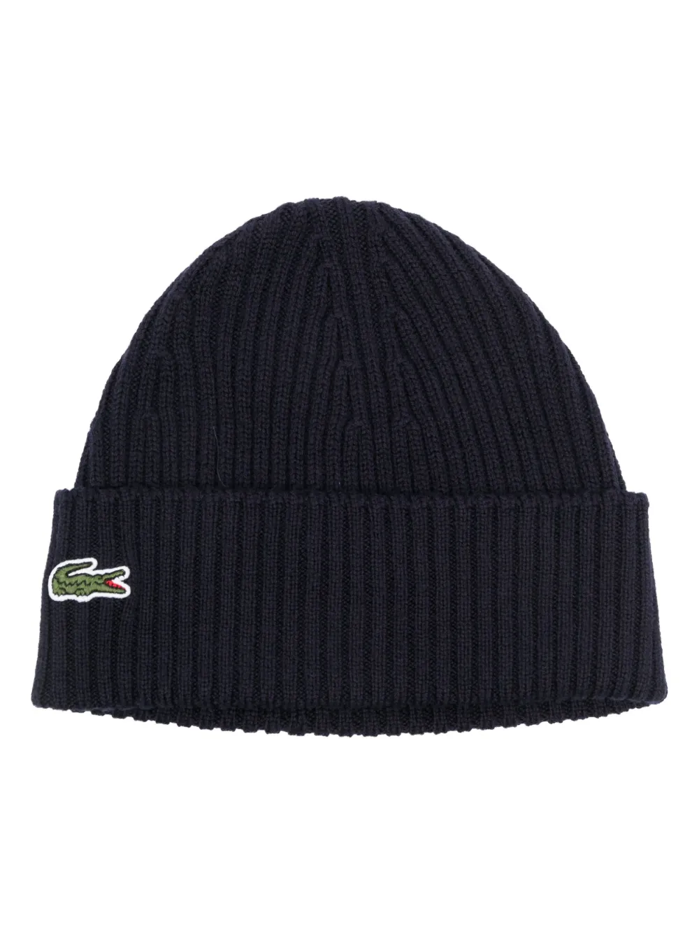 

Шапка бини в рубчик с нашивкой-логотипом Lacoste, синий