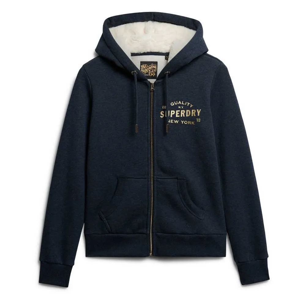 

Толстовка Superdry Luxe Metallic Logo full zip, синий