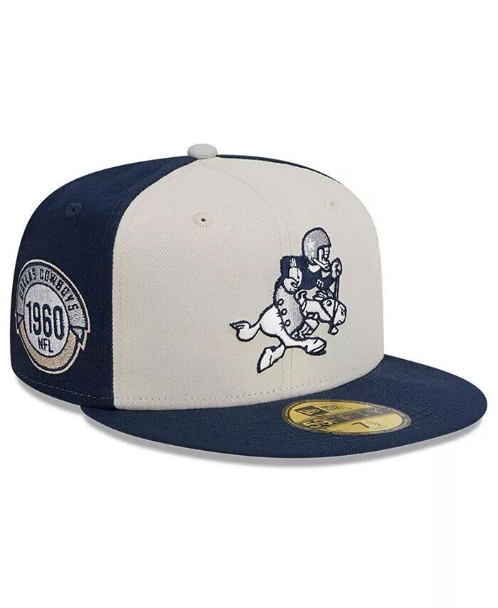 

Мужская кремовая, темно-синяя шляпа Dallas Cowboys 2023 Sideline Historic 59FIFTY приталенная шляпа New Era, слоновая кость/кремовый