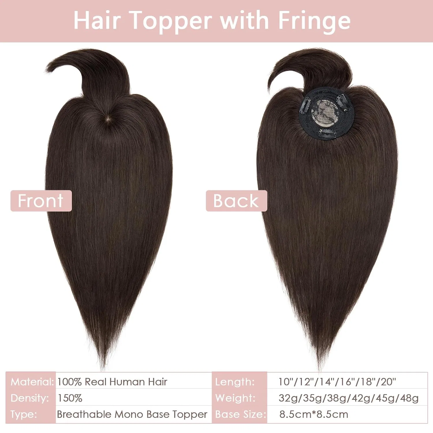 Накладка для волос Silk-co с челкой из натуральных волос 50 см Silk-Co, Dark Brown — фото 2