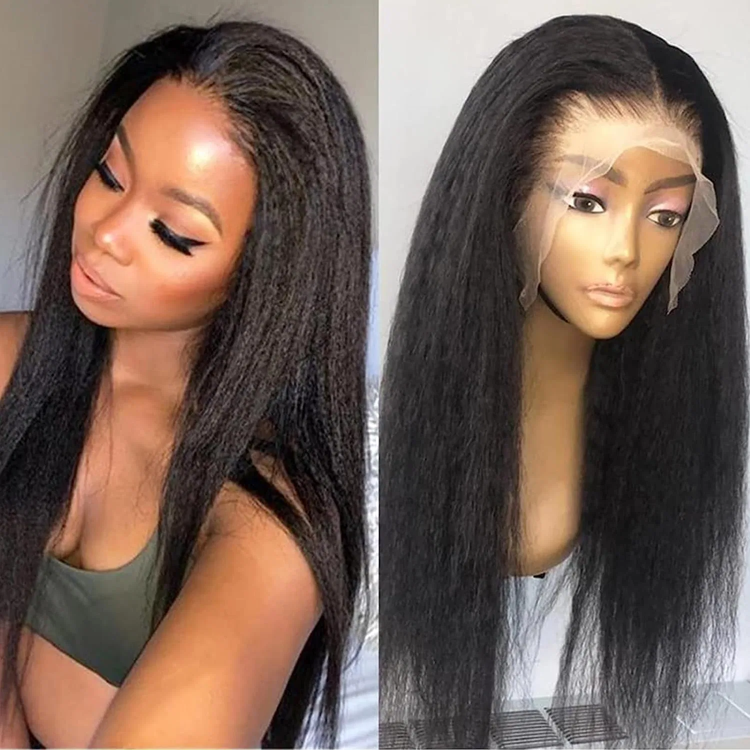 Женский парик «Yaki Lace Front Wig» из натуральных волос TOOCCI Toocci