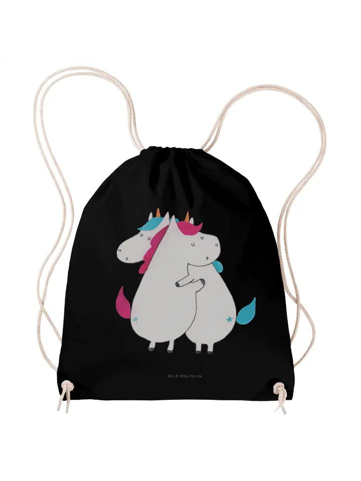 

Спортивная сумка Mr & Mrs Panda Sportbeutel Einhörner Umarmen ohne Spruch, черный