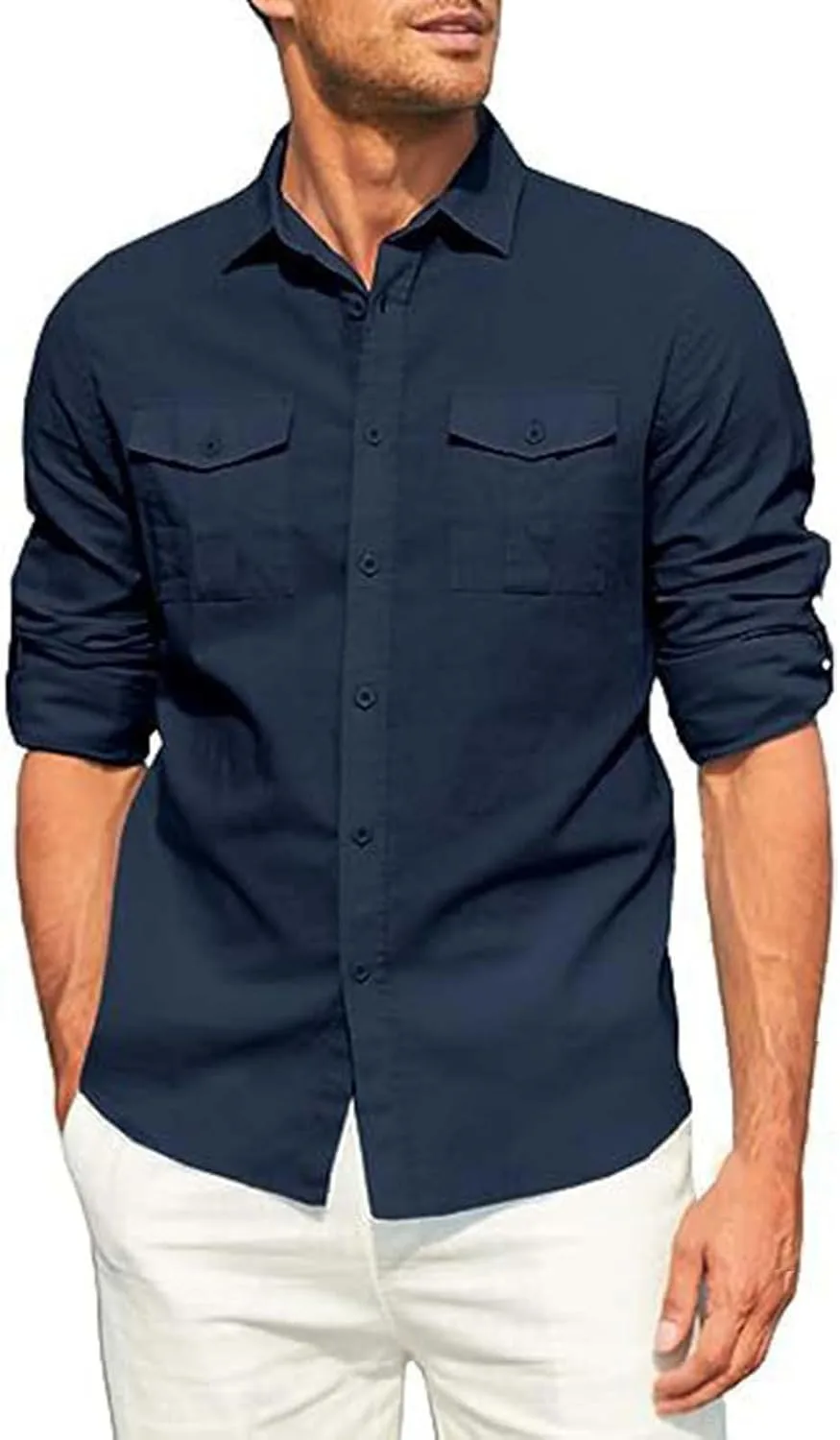 

Мужская рубашка с длинным рукавом и карманами
