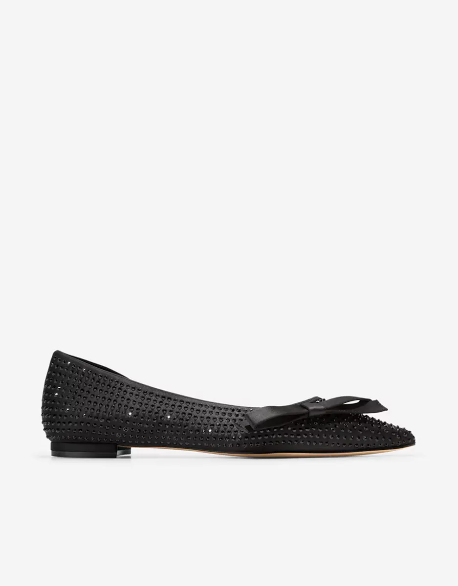 Женские атласные балетки с декоративным бантом Cole Haan, чёрный
