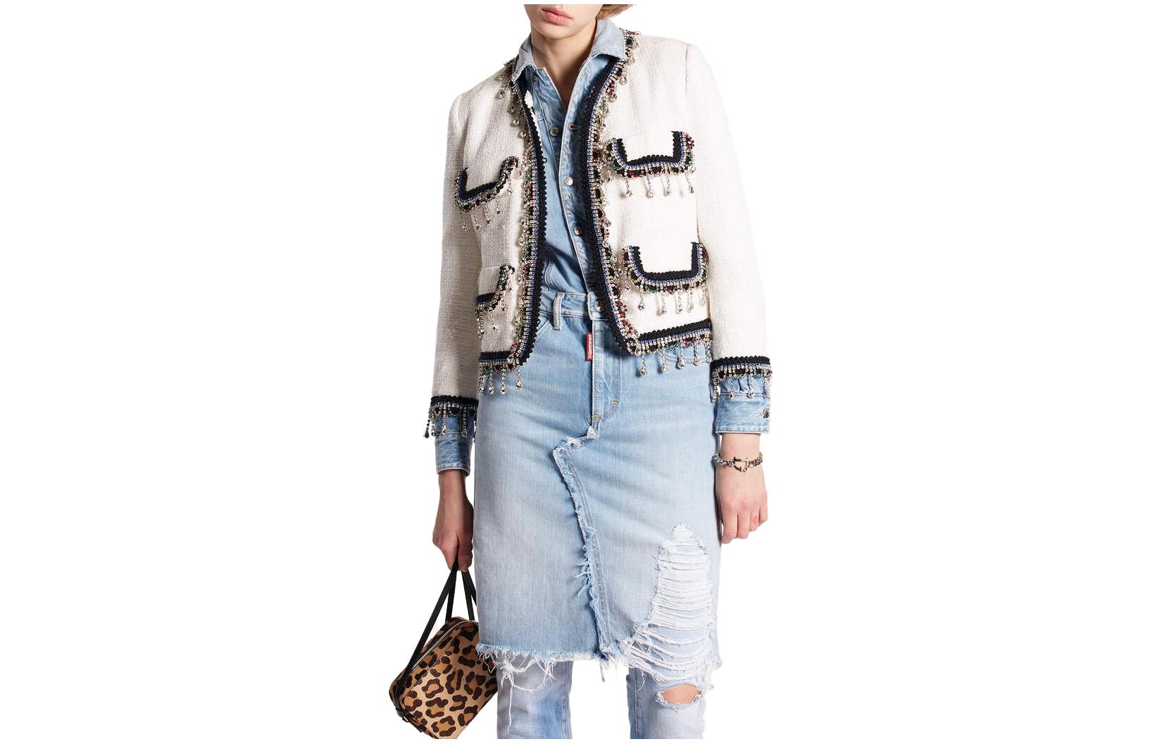 

DSQUARED 2 Короткая куртка DSQUARED2 с кристаллами, White