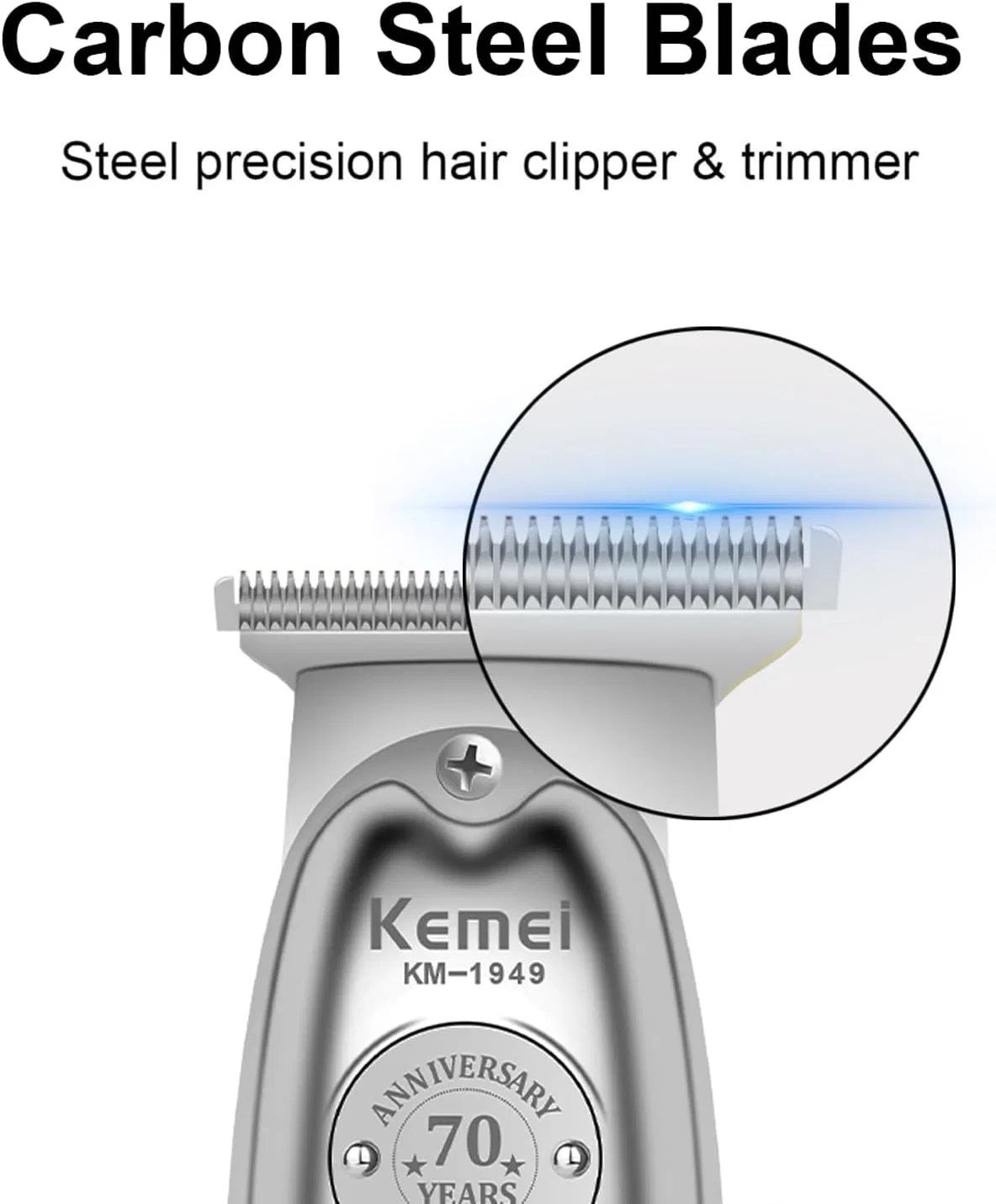 Профессиональный триммер для волос и бороды «KM-1949» от KEMEI Kemei, Km-1949-Silver — фото 2