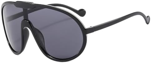 

Винтажные цельные солнцезащитные очки для женщин и мужчин, желтые, увеличенного размера, женские солнцезащитные очки с защитой от УФ-излучения UV400 MTZJH, Black Black