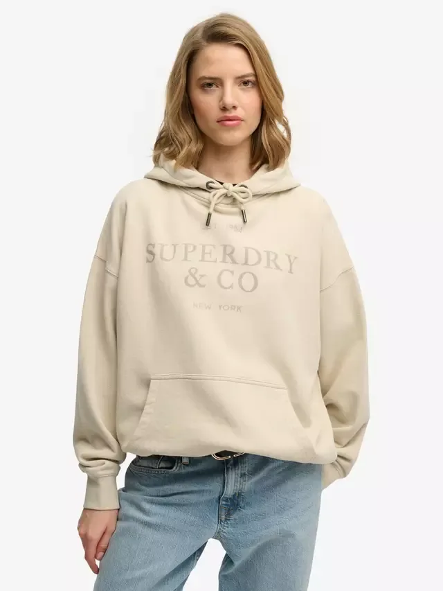 Роскошная повседневная толстовка свободного кроя, цвет пейот-беж Superdry