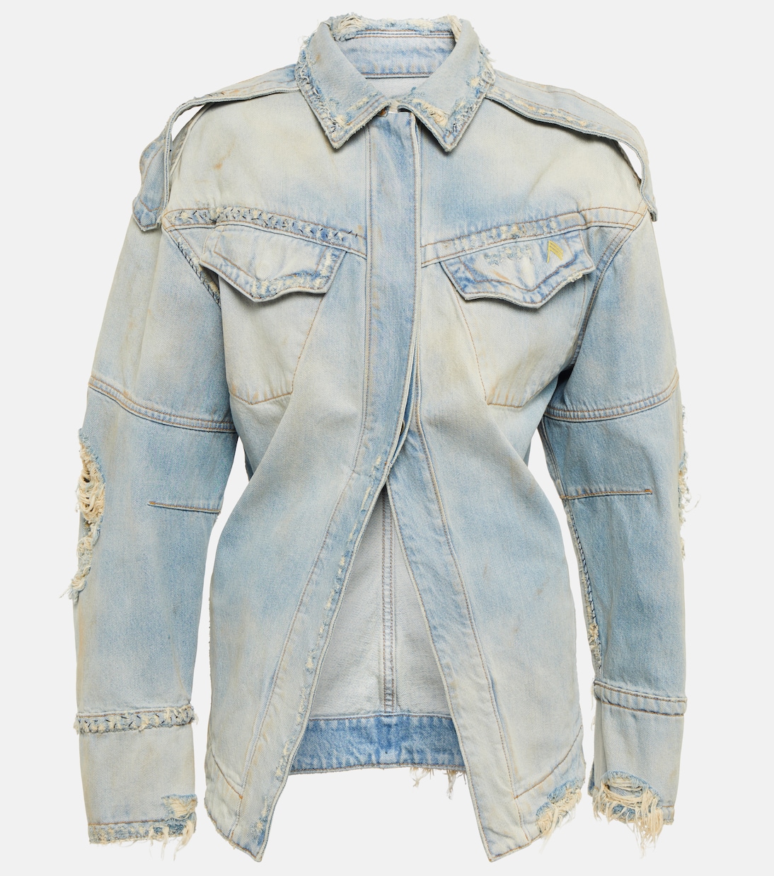 

Джинсовая куртка с потертостями The Attico, Light Blue Denim
