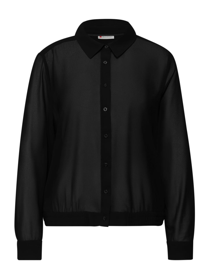 

Шифоновая блузка-рубашка черного цвета Street One