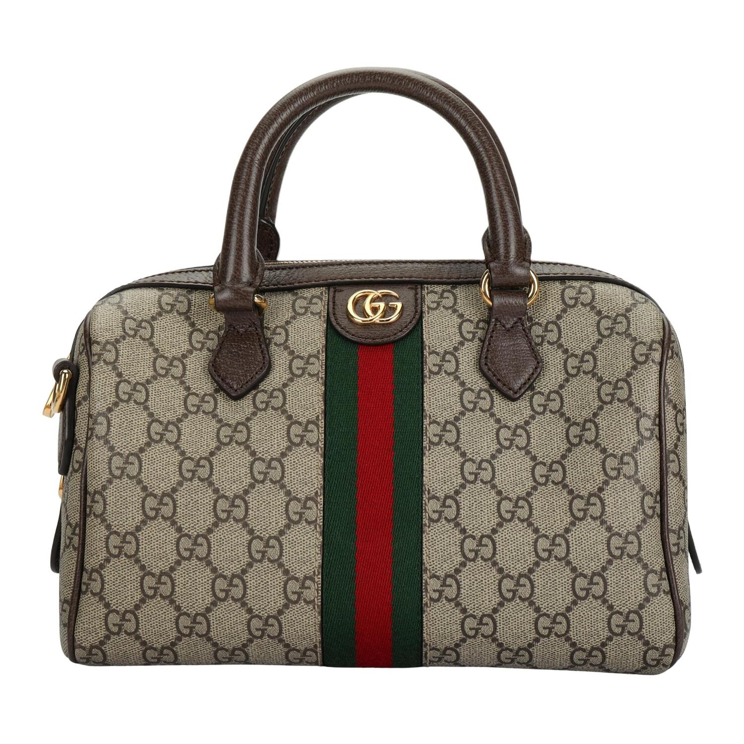 

GUCCI Офидия холщовая с кожаной отделкой одноплечевая кроссбоди сумка малая женская коричневая