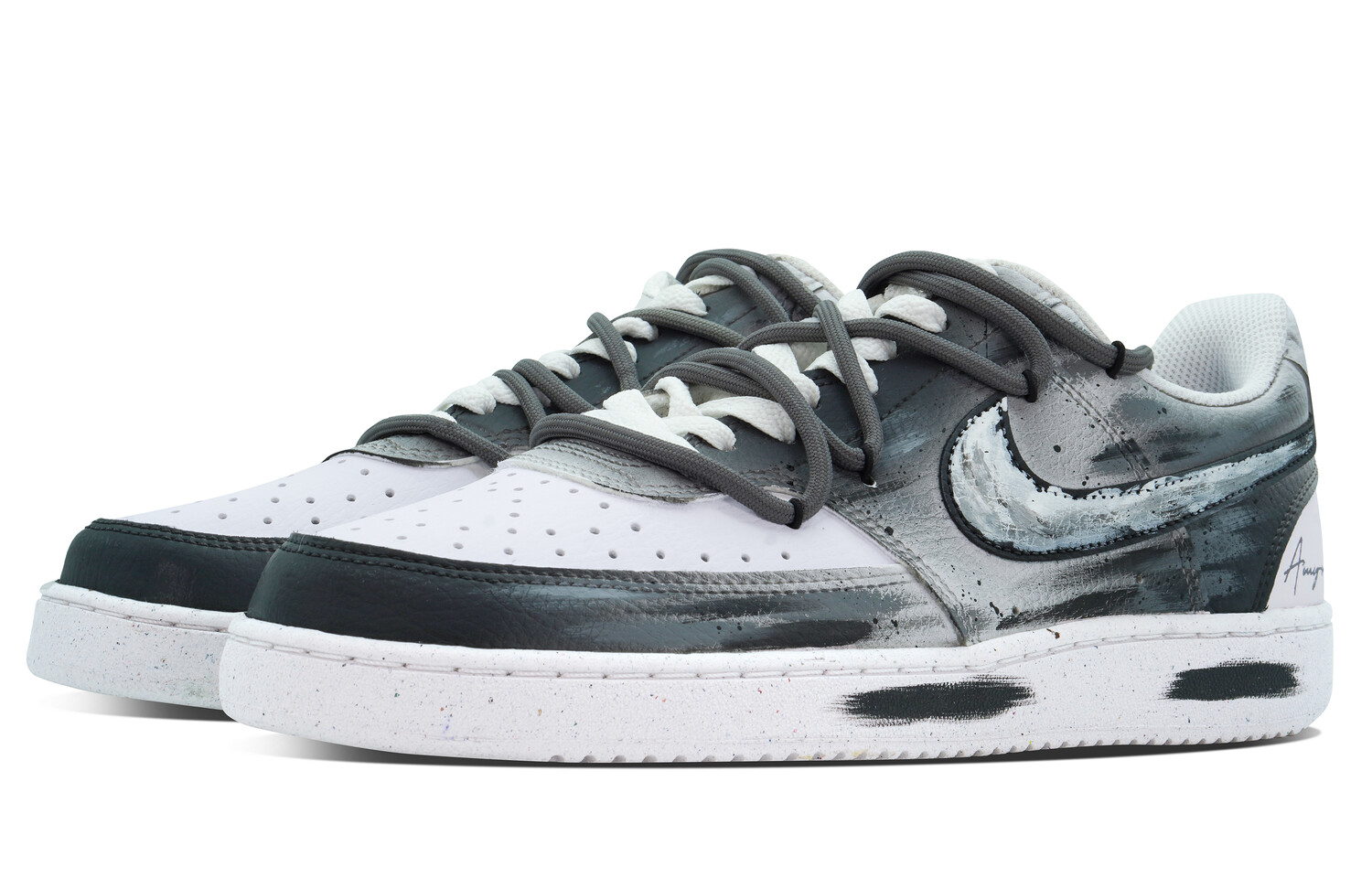 

Кроссовки Nike Court Vision 1 Skateboard Shoes Men Low-Top Black White Gray, Черный, Кроссовки Nike Court Vision 1 Skateboard Shoes Men Low-Top Black White Gray