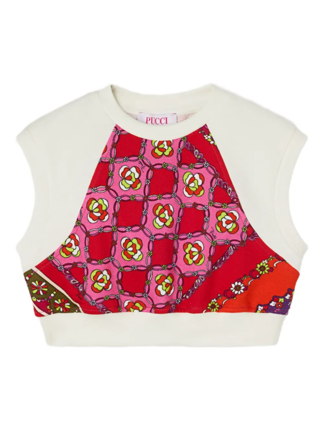

Укороченный топ в стиле пэчворк PUCCI Junior, белый
