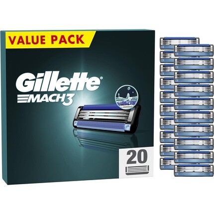 

Лезвия для бритвы Gillette Mach3 для мужчин, 20 сменных стержней, улучшенная смазывающая полоска для улучшенного скольжения